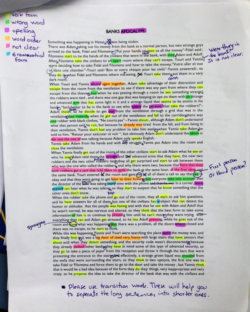 Color-coding written task feedback